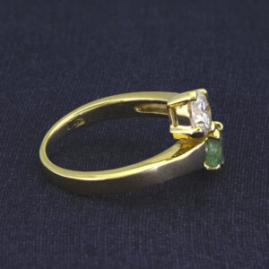 18ct Yellow Gold 0.60ct Diamond 0.55ct Emerald Ring