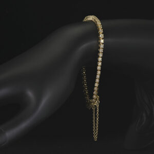 18ct Yellow Gold 4.03ct Diamond Tennis Bracelet 7.5″ 3mm