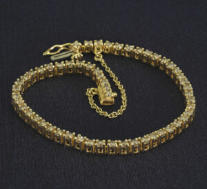 18ct Yellow Gold 4.03ct Diamond Tennis Bracelet 7.5″ 3mm