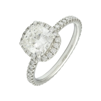 Platinum 1.96ct Cushion Cut Diamond Halo Ring