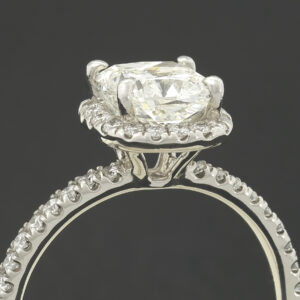 Platinum 1.96ct Cushion Cut Diamond Halo Ring