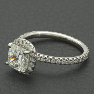 Platinum 1.96ct Cushion Cut Diamond Halo Ring