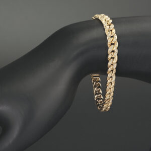 18ct Rose Gold 1.57ct Diamond Cuban Bracelet 7″ 6.8mm