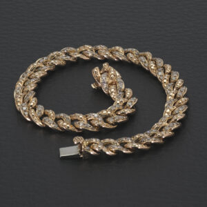 18ct Rose Gold 1.57ct Diamond Cuban Bracelet 7″ 6.8mm