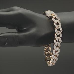 9ct Rose Gold 7.91ct Diamond Cuban Bracelet 8.5″ 12.5mm