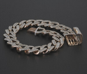 9ct Rose Gold 7.91ct Diamond Cuban Bracelet 8.5″ 12.5mm