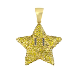 14ct Yellow Gold 4.25ct Diamond Mario Star Pendant