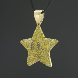 14ct Yellow Gold 4.25ct Diamond Mario Star Pendant