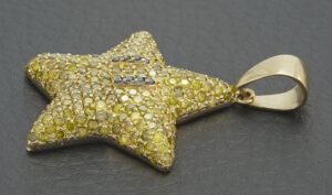 14ct Yellow Gold 4.25ct Diamond Mario Star Pendant