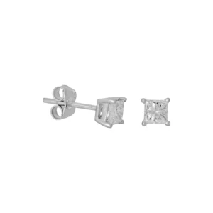 18ct White Gold 1.11ct Princess Cut Diamond Stud Earrings