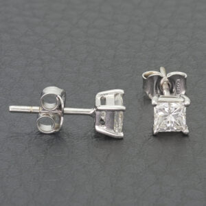 18ct White Gold 1.11ct Princess Cut Diamond Stud Earrings
