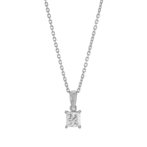 18ct White Gold 1.02ct Princess Cut Diamond Necklace