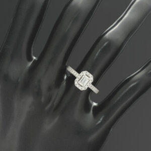 Platinum 0.50ct Emerald Cut Diamond Halo Ring