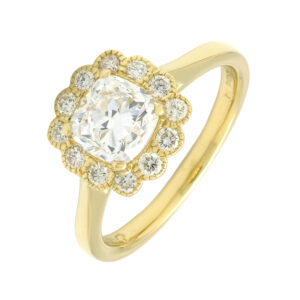18ct Yellow Gold 1.35ct Diamond Cluster Ring