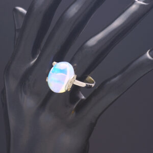 18ct White Gold 0.15ct Diamond And Opal Dress Ring