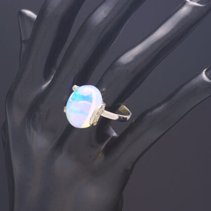 18ct White Gold 0.15ct Diamond And Opal Dress Ring - Image 5