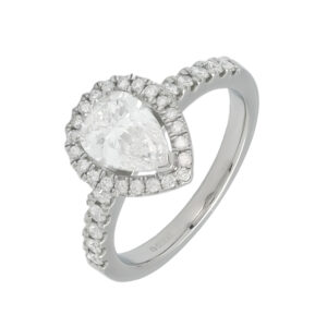Platinum 1.26ct Pear Halo Diamond Ring