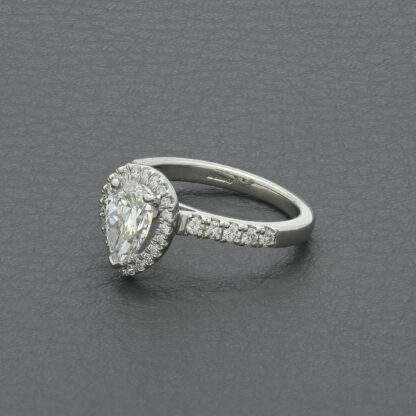 Platinum 1.26ct Pear Halo Diamond Ring - Image 2