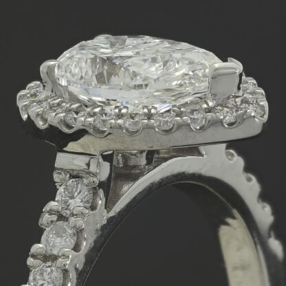 Platinum 1.26ct Pear Halo Diamond Ring - Image 4