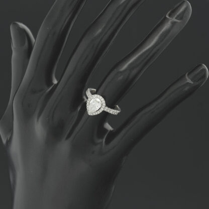 Platinum 1.26ct Pear Halo Diamond Ring - Image 5
