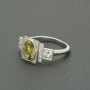 Platinum 1.04ct Diamond &#038; Green Sapphire Dress Ring