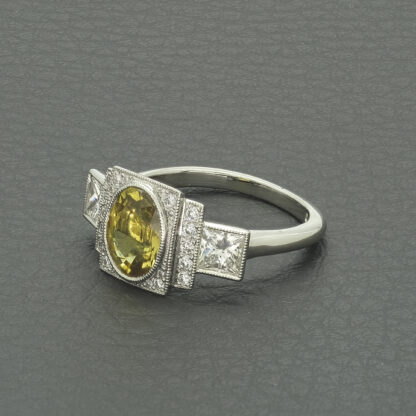 Platinum 1.04ct Diamond & Green Sapphire Dress Ring - Image 2