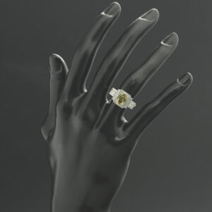 Platinum 1.04ct Diamond &#038; Green Sapphire Dress Ring