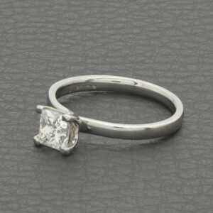 Platinum 0.70ct Diamond Princess Cut Solitaire Ring