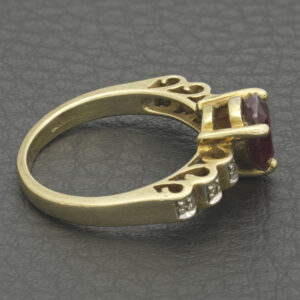 9ct Yellow Gold 1.41ct Ruby And 0.03ct Diamond Dress Ring
