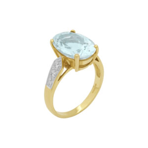 9ct Yellow Gold 4.55ct Aqua And 0.03ct Diamond Ring