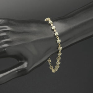 9ct Yellow Gold Emerald Flower Bracelet 7.5&#8221; 5.5mm