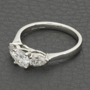 Platinum 1.27ct Diamond 3 Stone Ring