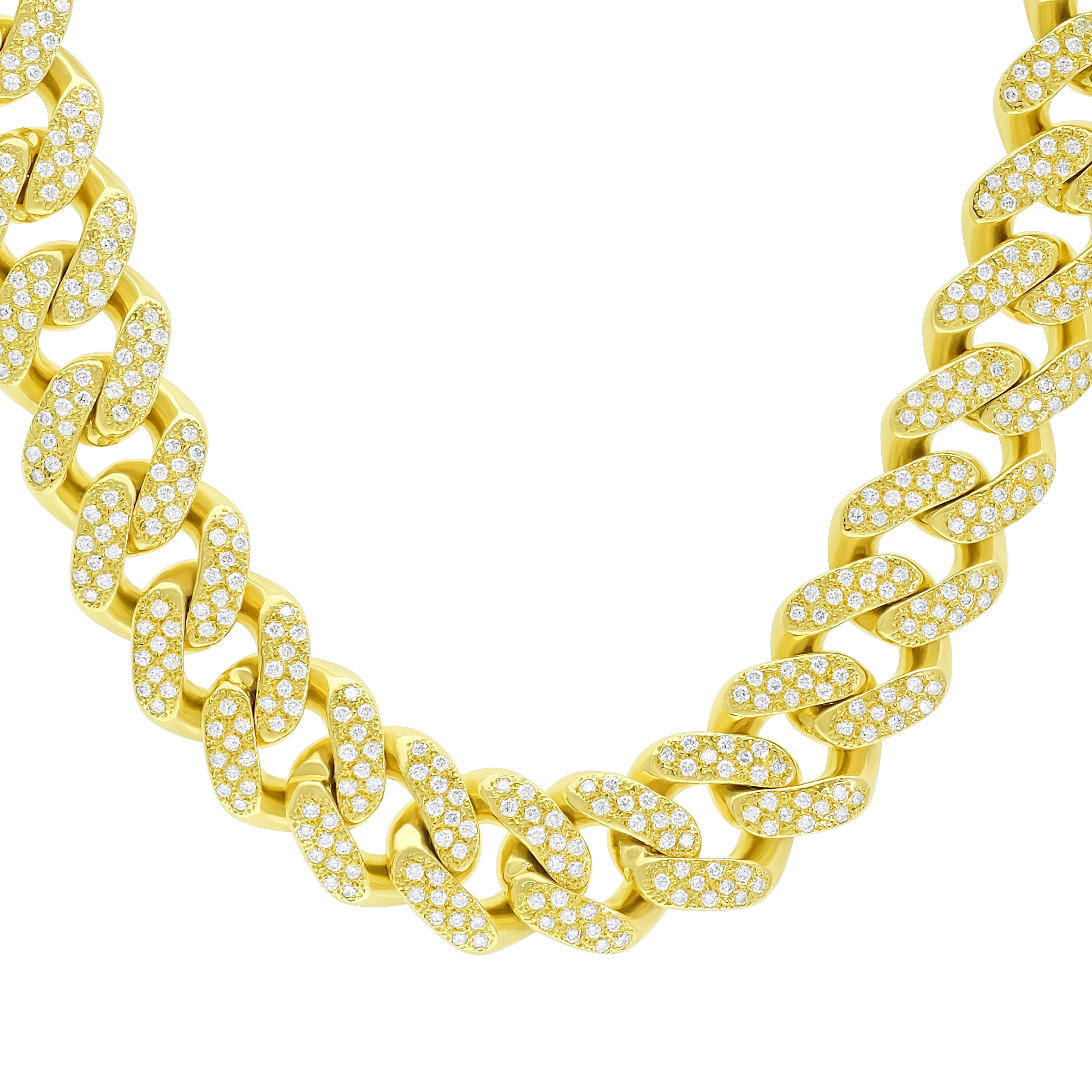 9ct Yellow Gold 24.72ct Diamond Cuban Chain 20" 19mm