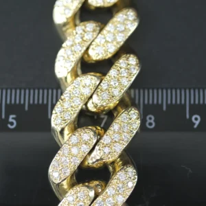 9ct Yellow Gold 24.72ct Diamond Cuban Chain 20″ 19mm