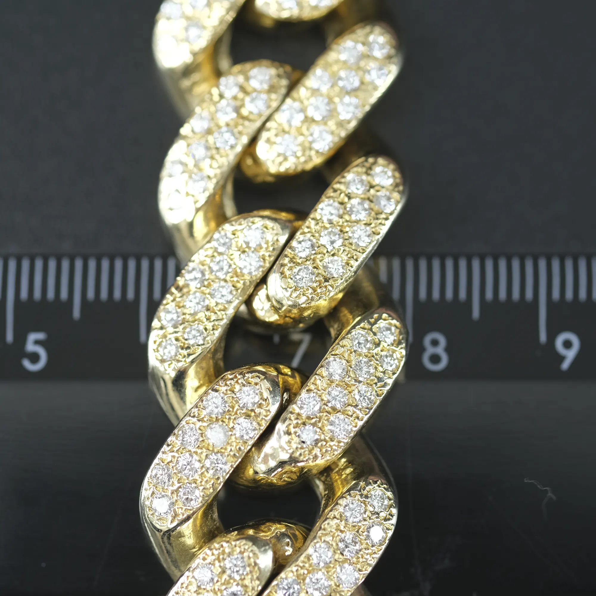9ct Yellow Gold 24.72ct Diamond Cuban Chain 20" 19mm - Image 3