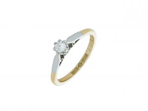 18ct Yellow &#038; white gold 0.20ct diamond solitaire ring
