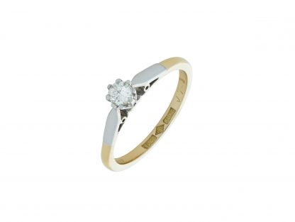 18ct Yellow & white gold 0.20ct diamond solitaire ring