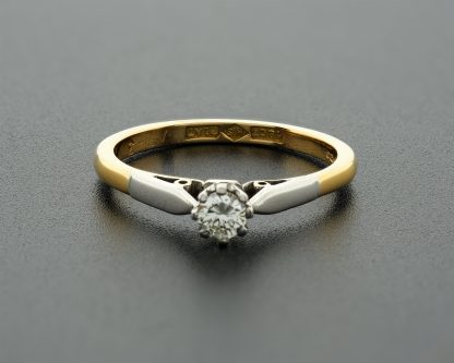 18ct Yellow & white gold 0.20ct diamond solitaire ring