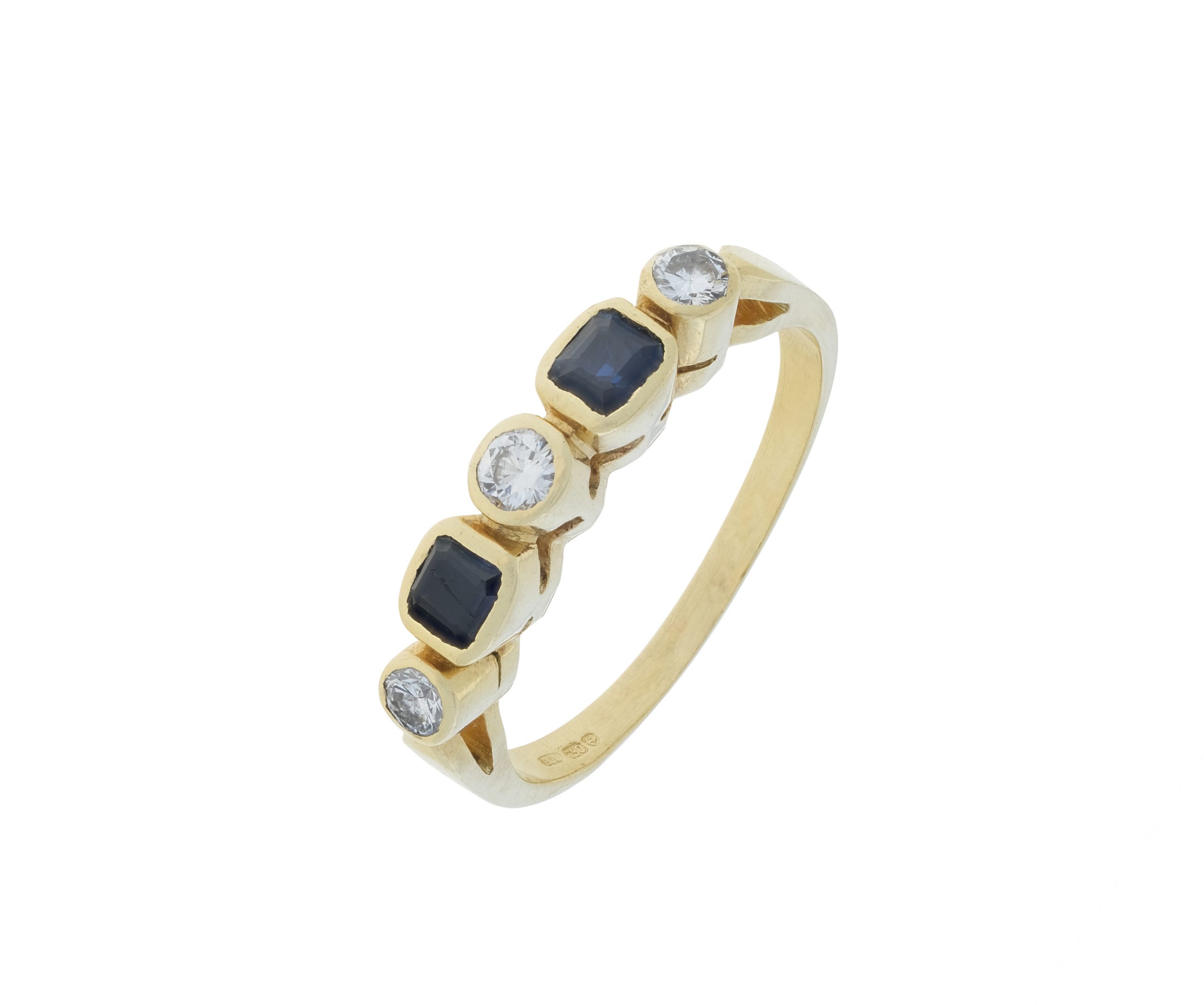 18ct Yellow Gold Five Stone Sapphire & Diamond Ring