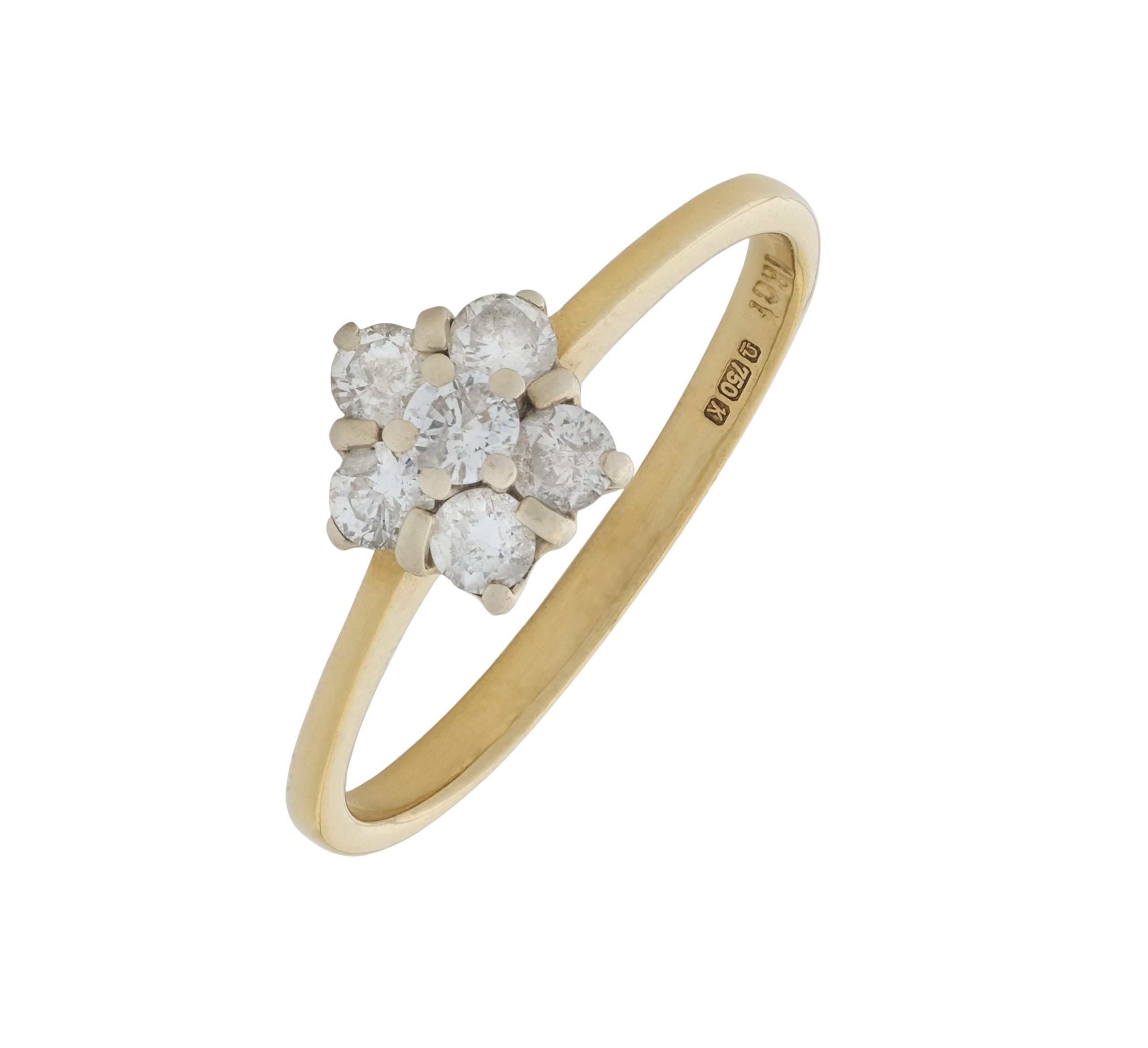 18ct Yellow Gold 0.25ct Diamond Flower Ring