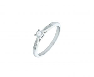 9ct White Gold 0.10ct Single Stone Diamond Ring &#038; Shoulders