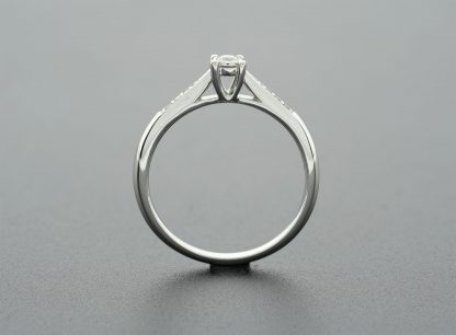 9ct White Gold 0.10ct Single Stone Diamond Ring & Shoulders