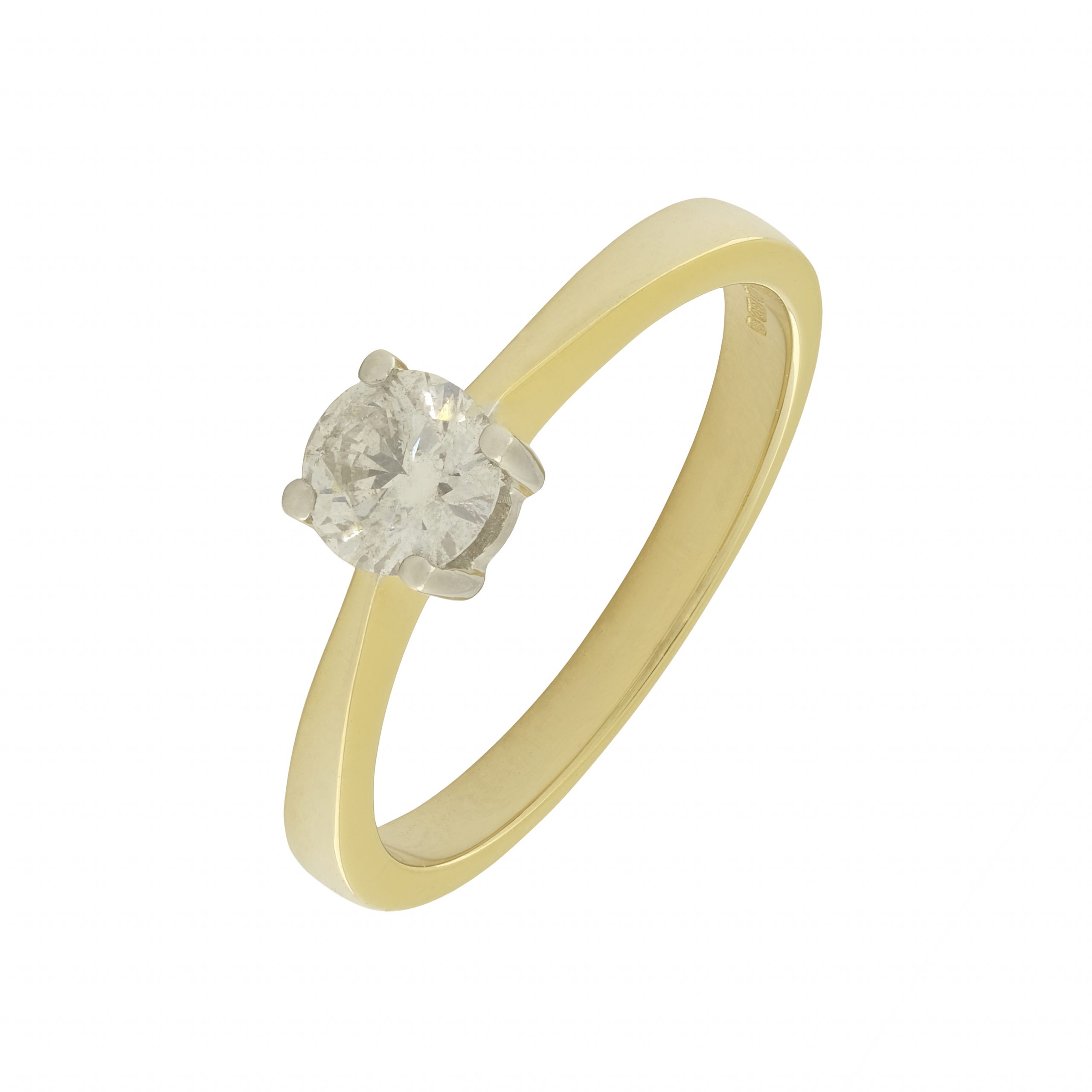 18ct Yellow Gold 0.56ct Solitaire Diamond Ring - R