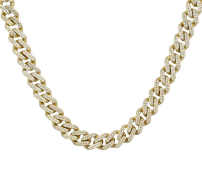 18ct Yellow Gold 2.00ct Diamond Curb Chain 22.5'' 9.5mm