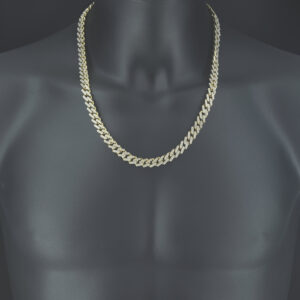 18ct Yellow Gold 2.00ct Diamond Cuban Chain 22.5” 9.5mm
