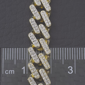 18ct Yellow Gold 2.00ct Diamond Cuban Chain 22.5” 9.5mm