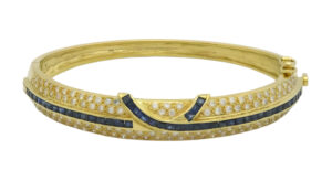 18ct Yellow Gold 1.18ct Diamond &#038; Sapphire Bangle