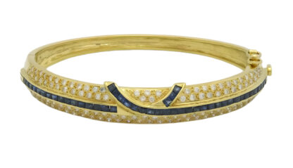 18ct Yellow Gold 1.18ct Diamond & Sapphire Bangle