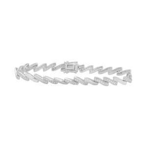 18ct White Gold 0.10ct Diamond Zig-Zag Bracelet 7&#8243; 2mm
