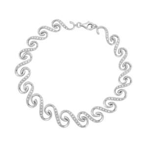 18ct White Gold 0.20ct Diamond Swirl Bracelet 8&#8243; 11mm
